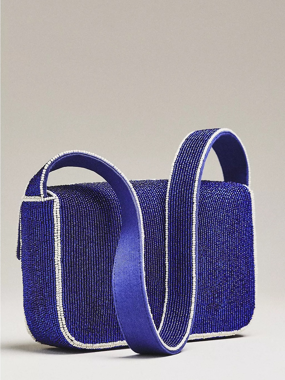 ANTHROPOLOGIE MAEVE Fiona Beaded Shoulder Bag (Floral, Blue, White) - Picture 2 of 7